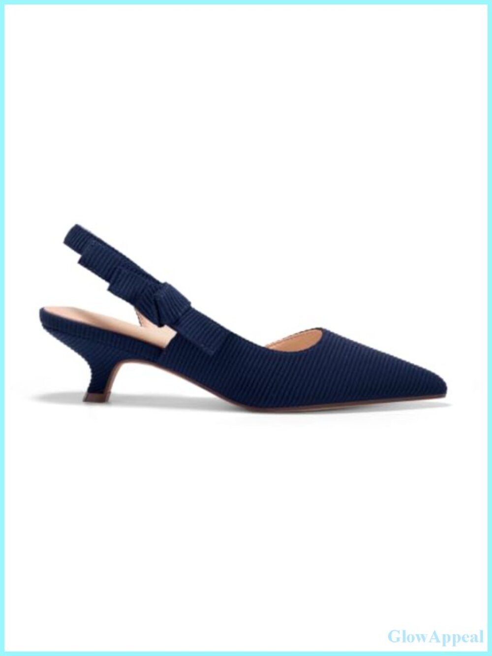 Womens Slingback Kitten Heels Pointed Toe D’Orsay Bow Dress Shoes
